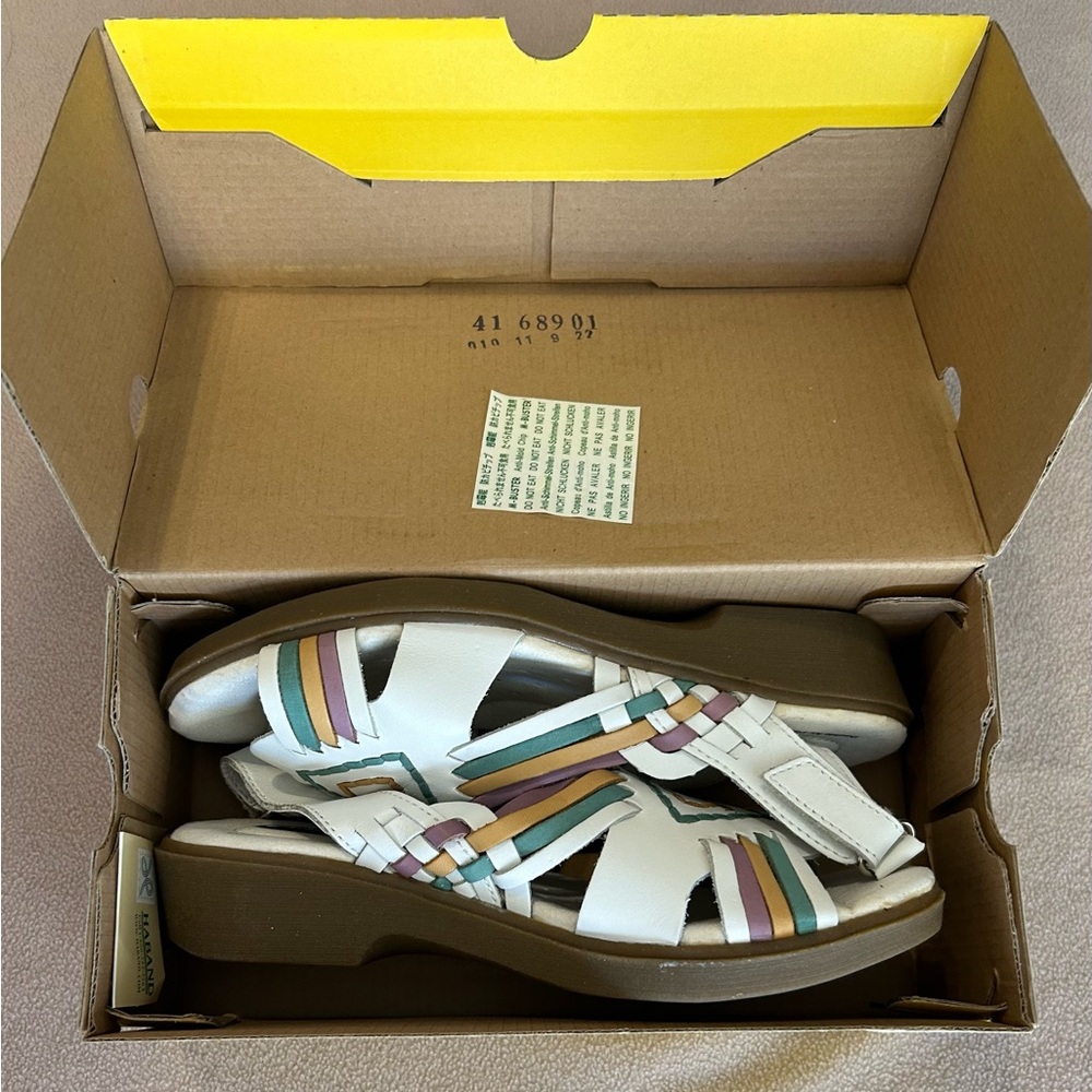 Women's Dr Scholl's Sandals Size 6.5 Wide Slingback Aztec Woven White Leather